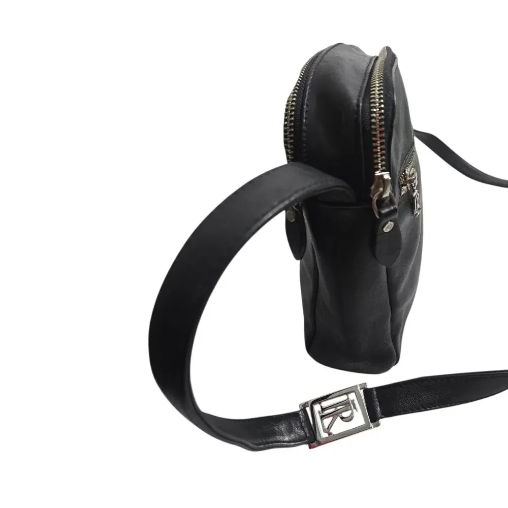Ralph Lauren Leather Camera Bag Black Crossbody Shoulder Logo Vintage Classic